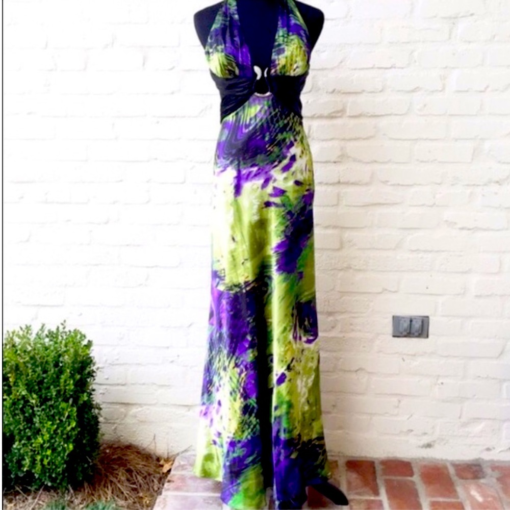 Morgan & Co Green and purple prom dress